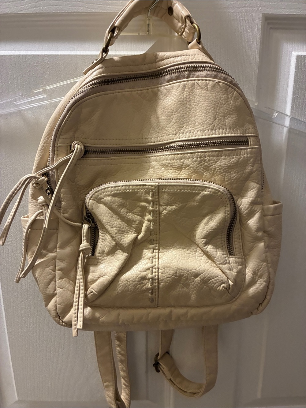 Unbranded Compact Cream Mini Backpack probably pebbled vegan leather everyday